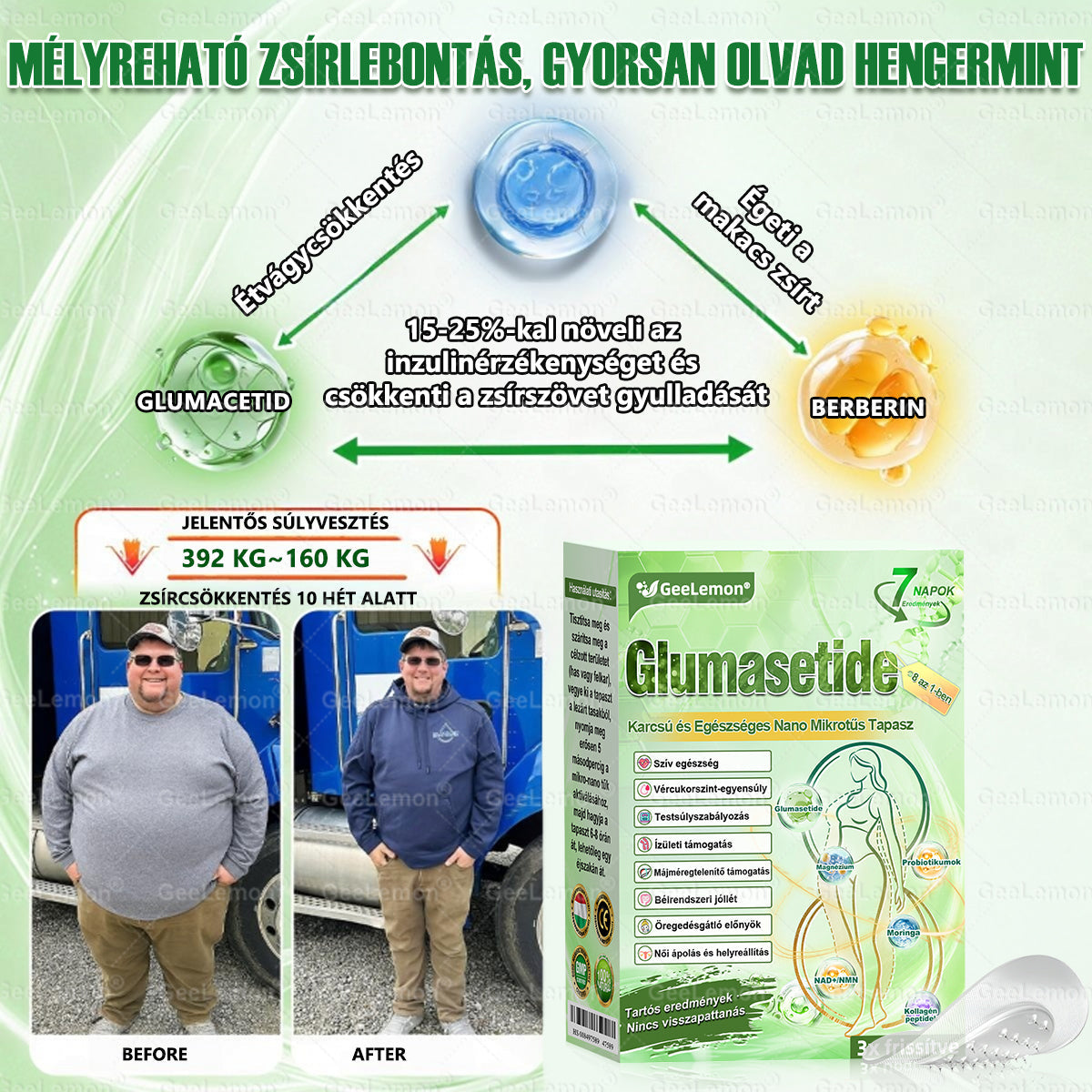 🎄 Hivatalos tanúsítás🔥 Több ezer elégedett felhasználó Magyarországon| 🤍𝐆𝐞𝑒𝐿𝑒𝐦𝐨𝐧® Glumasetide 10 az 1-ben Karcsú és Egészséges Nano Mikrotűs Tapasz 🇭🇺